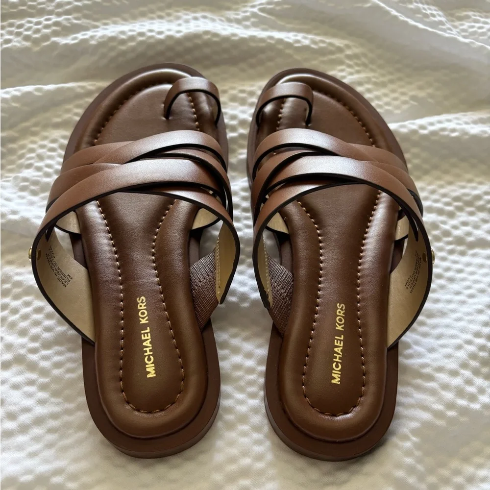 Michael Kors Nora Toe Ring Leather Sandals